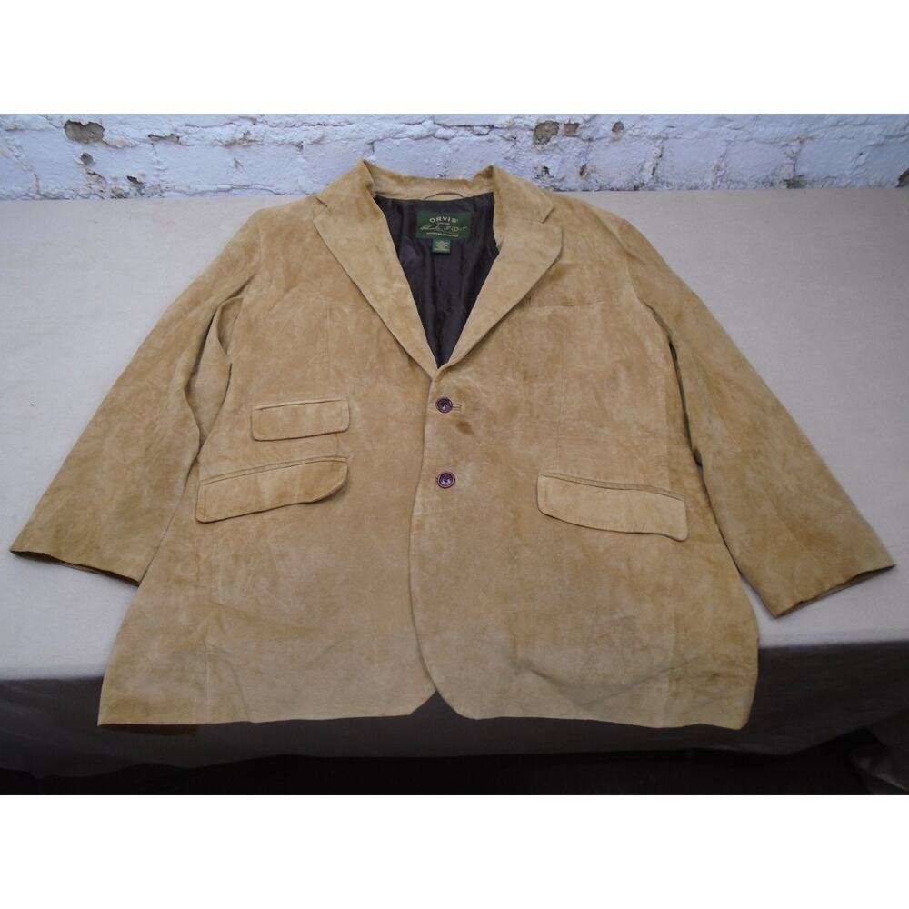 VTG ORVIS XL Brown Suede Leather Blazer Field Sport Jacket Coat Heritage 90s